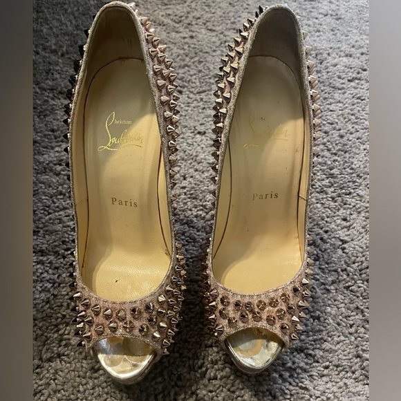 Louboutin Rose Gold Spiked Lady Peep size 37 - Picture 6 of 6